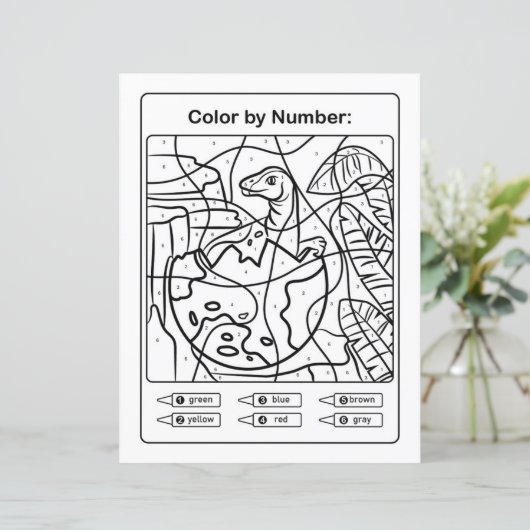 Dinosaur Farbseite nach Anzahl - Baby Dino Egg (Stehend Vorderseite)