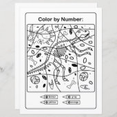 Dinosaur Farbseite nach Anzahl - Dino Skeleton (Vorne/Hinten)