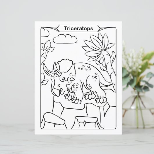 Dinosaur-Farbseite - Triceratops (Stehend Vorderseite)