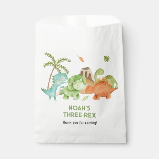 Dinosaur Favor Bags Boy Birthday Trex Triceratops Geschenktütchen (Vorderseite)