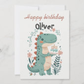 Dinosaur Fifth Birthday Grußkarte Einladung (Vorderseite)