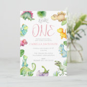 Dinosaur First Birthday Baby Einladung (Stehend Vorderseite)