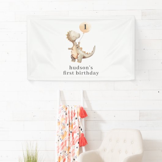 Dinosaur First Birthday Balloon Banner (Insitu)