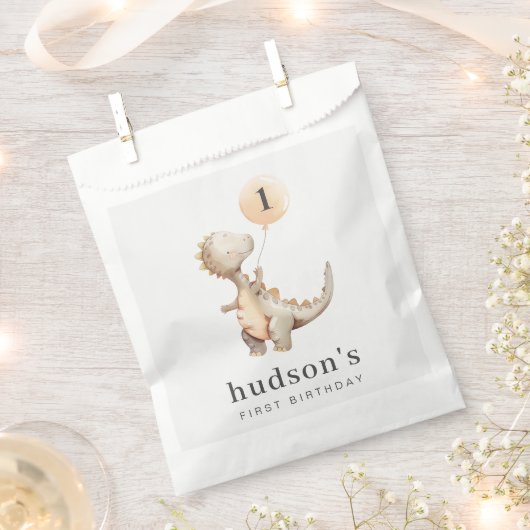 Dinosaur First Birthday Balloon Geschenktütchen (Ausgeschnitten)