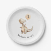 Dinosaur First Birthday Balloon Pappteller (Vorderseite)