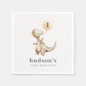 Dinosaur First Birthday Balloon Serviette (Vorderseite)