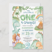 Dinosaur First Birthday Cute Dino Invitation Einladung (Vorderseite)