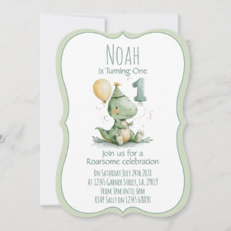 Dinosaur First Birthday Invitation Einladung