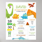 Dinosaur First Birthday Milestone Poster (Vorne)