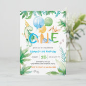 Dinosaur First Boy Birthday Einladungen Vorlage (Stehend Vorderseite)