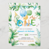 Dinosaur First Boy Birthday Einladungen Vorlage (Vorne/Hinten)