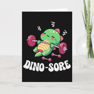 Dinosaur Fitnessstudio Fitness Hanteln Workout Süß Karte