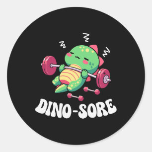 Dinosaur Fitnessstudio Fitness Hanteln Workout Süß Runder Aufkleber