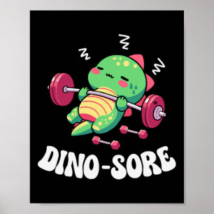 Dinosaur Fitnessstudio Fitness Hanteltraining Work Poster