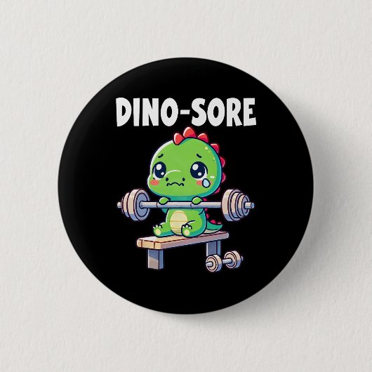 Dinosaur Fitnessstudio Workout Fitness Gewichte he Button (Vorderseite)