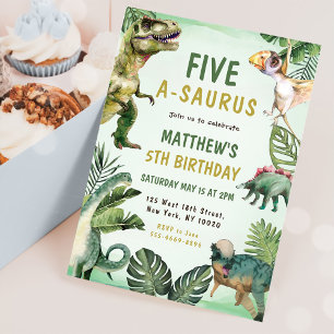 Dinosaur Five-A-Saurus 5. Geburtstagspartei Einladung