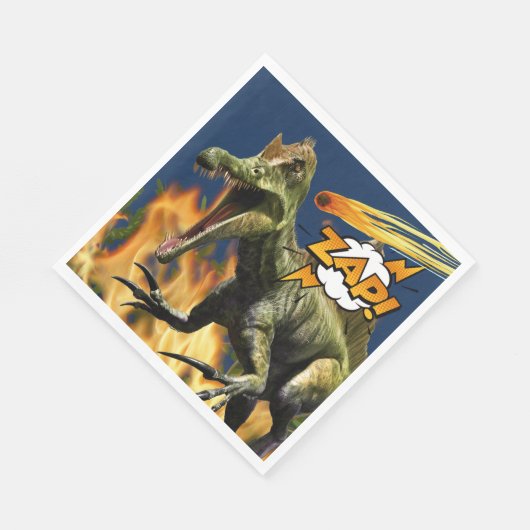 Dinosaur flames t-rex zap meteor fire boys serviette (Ecke)