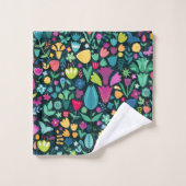 Dinosaur Floral Folk Silhouetten Schöne Girls Badhandtuch Set (Waschlappen)