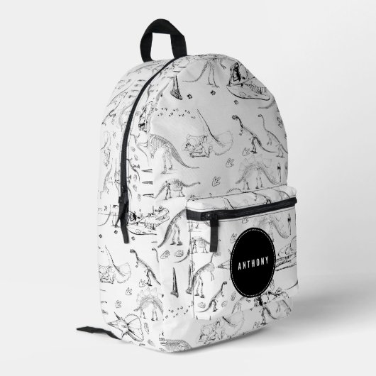 Dinosaur Fossil Bones Individuelle Name School Bedruckter Rucksack (Rückseitige Ecke links)