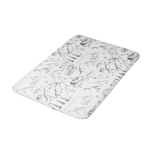 Dinosaur Fossil Bones Pattern Badematte (Schrägansicht)