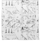 Dinosaur Fossil Bones Pattern Duschvorhang (Vorderseite)