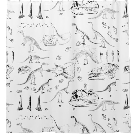 Dinosaur Fossil Bones Pattern Duschvorhang (Vorderseite)
