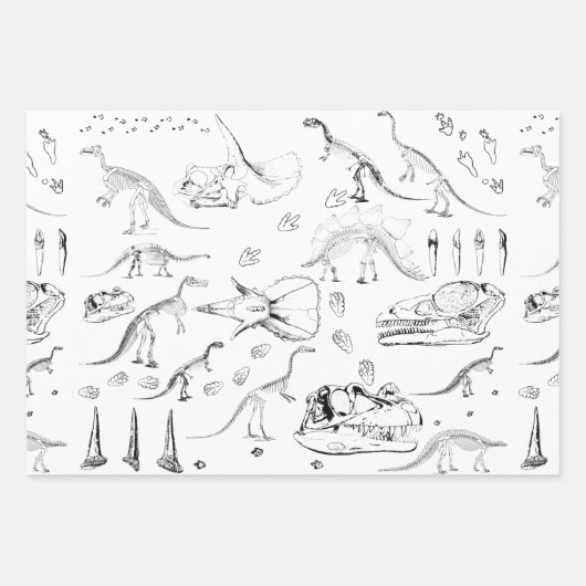 Dinosaur Fossil Bones Pattern Geschenkpapier Set (Vorderseite)