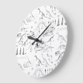 Dinosaur Fossil Bones Pattern Große Wanduhr (Winkel)