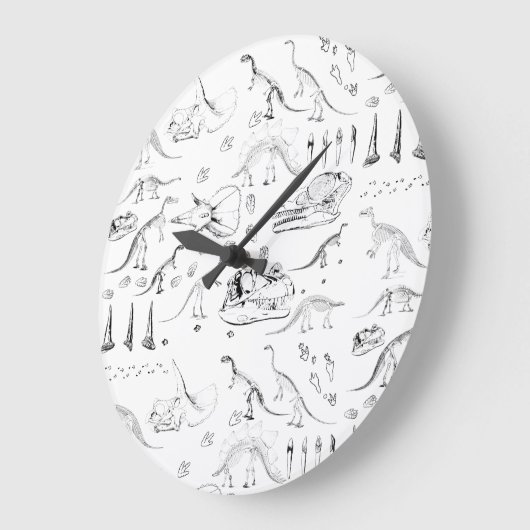Dinosaur Fossil Bones Pattern Große Wanduhr (Winkel)