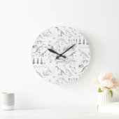 Dinosaur Fossil Bones Pattern Große Wanduhr (Zuhause)