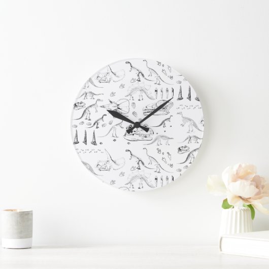 Dinosaur Fossil Bones Pattern Große Wanduhr (Zuhause)