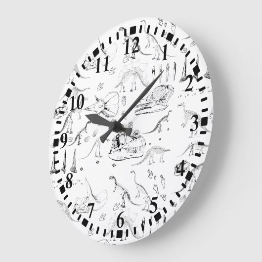 Dinosaur Fossil Bones Pattern Große Wanduhr (Winkel)