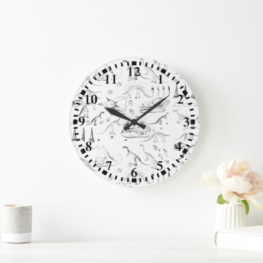 Dinosaur Fossil Bones Pattern Große Wanduhr (Zuhause)