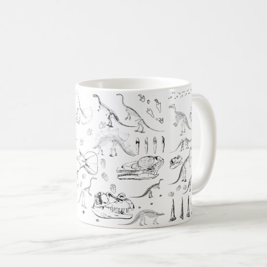 Dinosaur Fossil Bones Pattern Kaffeetasse (VorderseiteRechts)