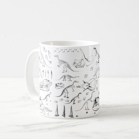 Dinosaur Fossil Bones Pattern Kaffeetasse (Vorderseite Links)