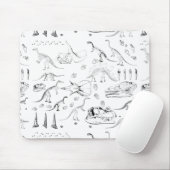 Dinosaur Fossil Bones Pattern Mousepad (Mit Mouse)