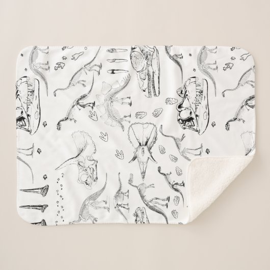 Dinosaur Fossil Bones Pattern Sherpadecke (Vorderseite (Horizontal))