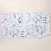 Dinosaur Fossil Bones Pattern Strandtuch (Vorderseite)