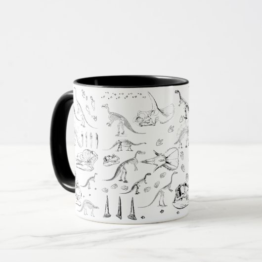 Dinosaur Fossil Bones Pattern Tasse (Vorderseite Links)