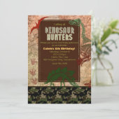 Dinosaur Fossil & Camouflage Einladungen zum Gebur (Stehend Vorderseite)