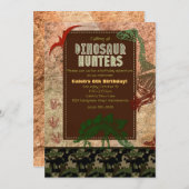 Dinosaur Fossil & Camouflage Einladungen zum Gebur (Vorne/Hinten)