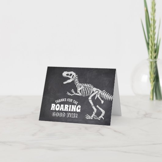 Dinosaur Fossil Excavation Chalkboard Birthday Dankeskarte (Vorderseite)