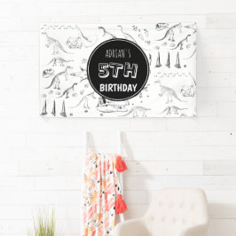 Dinosaur Fossil Knochen Muster Geburtstagszeit Banner
