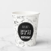 Dinosaur Fossil Knochen Muster Geburtstagszeit Pappbecher (Rückseite)