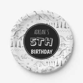 Dinosaur Fossil Knochen Muster Geburtstagszeit Pappteller