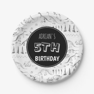 Dinosaur Fossil Knochen Muster Geburtstagszeit Pappteller