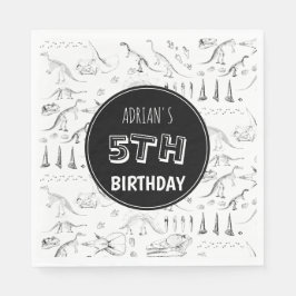 Dinosaur Fossil Knochen Muster Geburtstagszeit Serviette