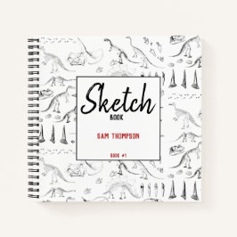 Dinosaur Fossil Knochen Muster Kids Sketchbook Notizblock
