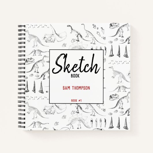 Dinosaur Fossil Knochen Muster Kids Sketchbook Notizblock (Vorderseite)
