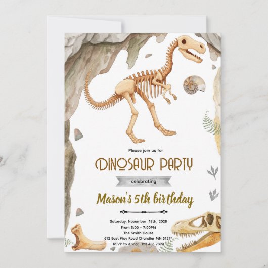 Dinosaur fossil party invitation einladung (Vorderseite)